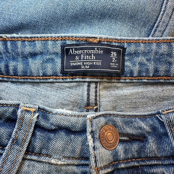 Women's 26/2 Abercrombie & Fitch Simone Slim Style Jeans High Rise Distressing - Picture 6 of 7